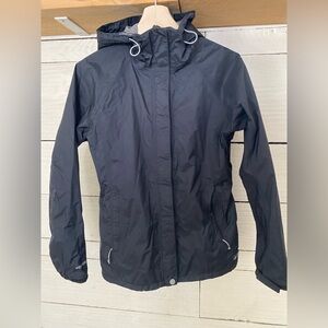 Women's Black Hooded Rain Jacket - Weather-Resistant Shell